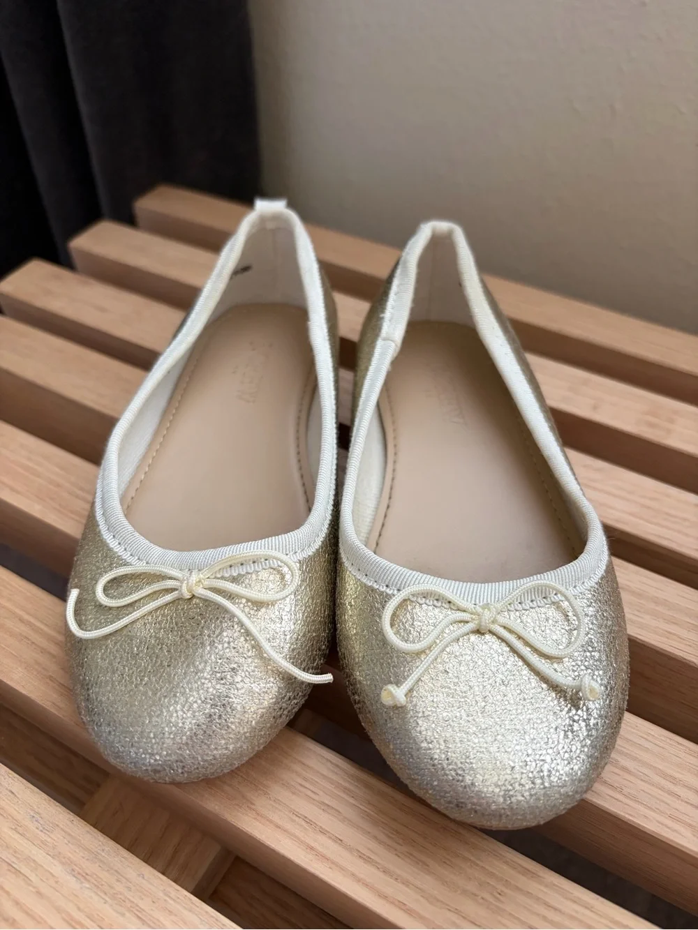 Kids Glitter Ballet Flats - Gold